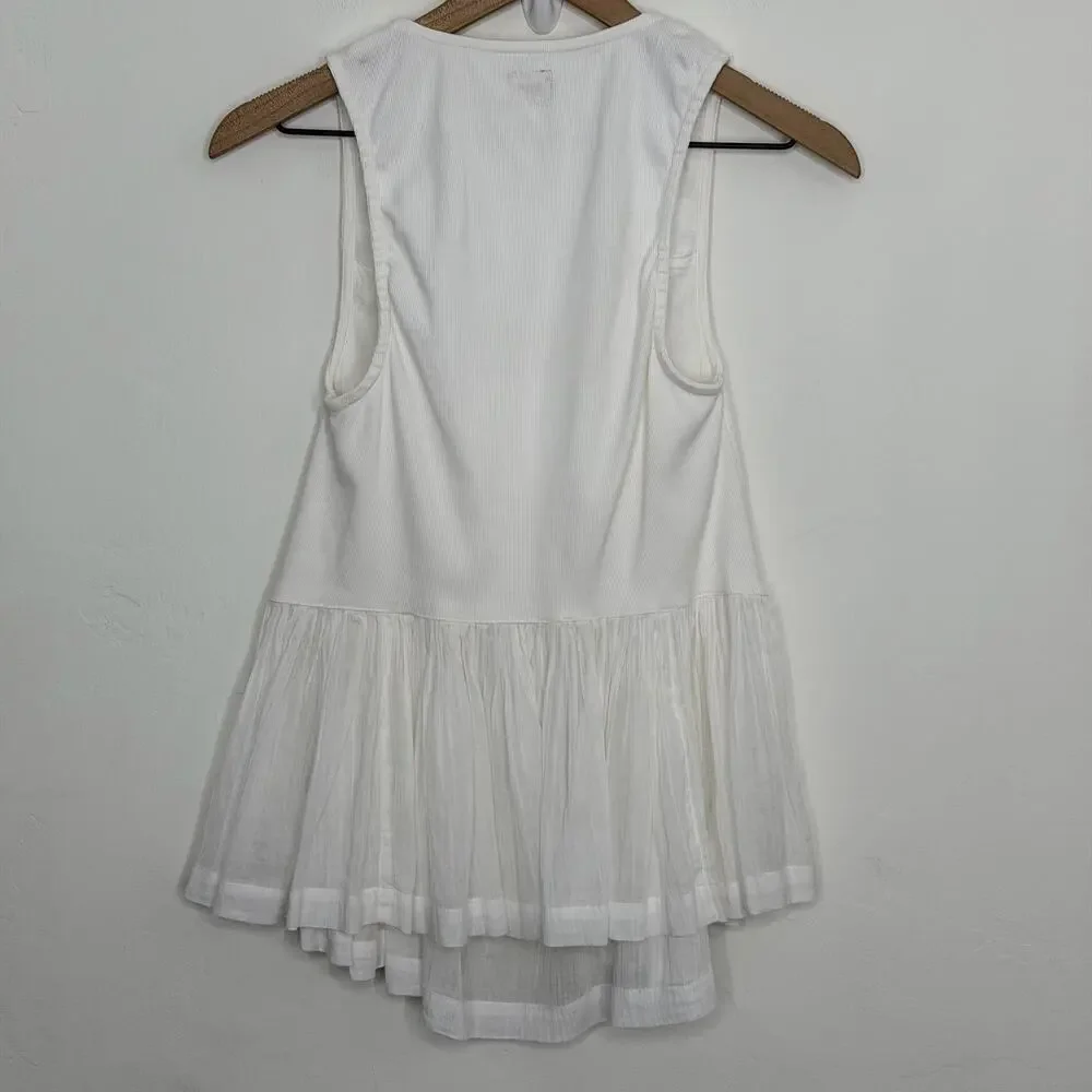 Free People Free-est Babydoll Layered Tank Top Ivory White Size Medium Cotton